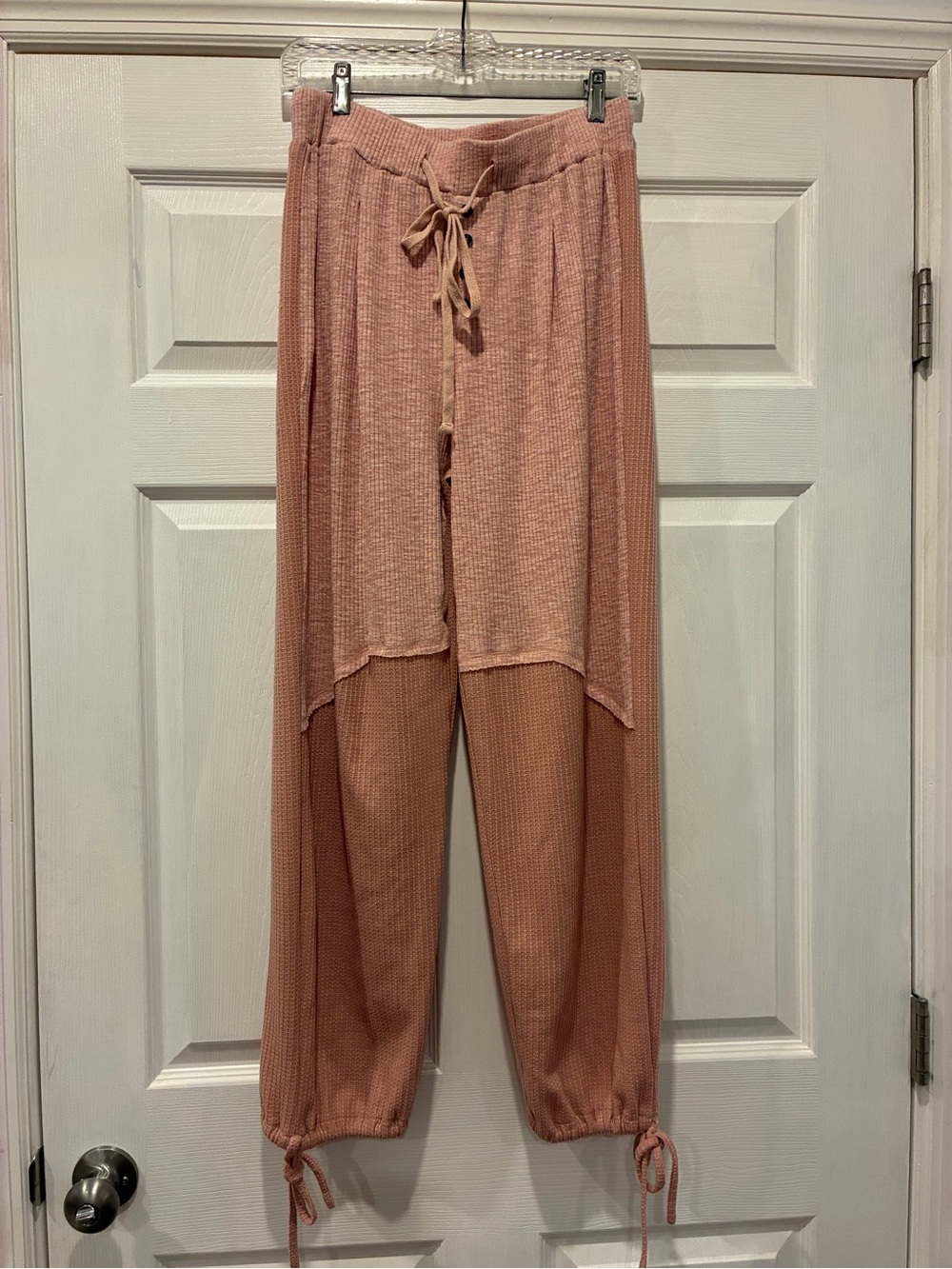 POL Dusty Rose Waffle Knit Drawstring Pants
